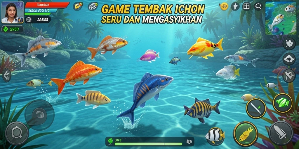 Tangkapan screenshot gameplay seru di 5RT saat menangkap ikan.