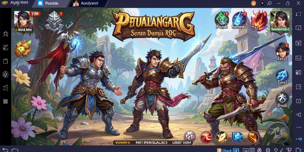 Screenshot gameplay 77RP yang menampilkan aksi karakter dalam pertarungan RPG.