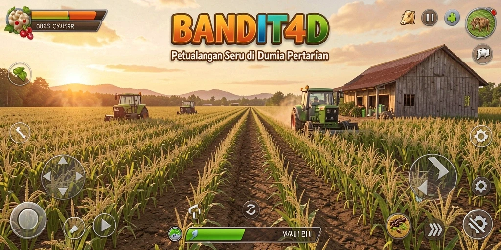 Screenshot utama BANDIT4D menampilkan suasana ladang yang indah dan aktivitas bertani.