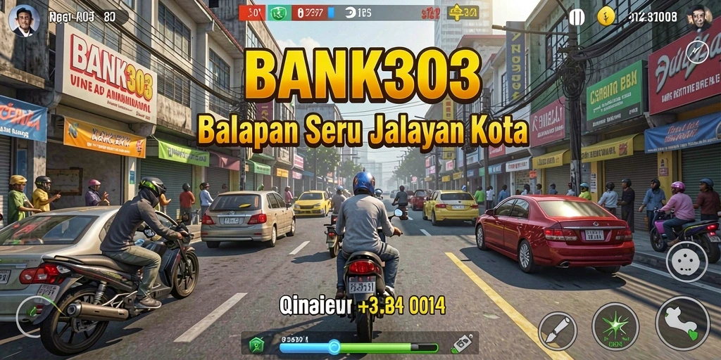 Gameplay balapan seru di BANK303 dengan trek menantang.