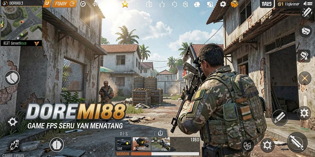 Screenshot DOREMI88 menampilkan aksi intens dalam permainan FPS.