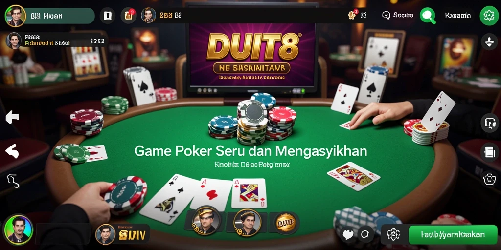 Screenshot gameplay DUIT8 menampilkan suasana Poker yang mendebarkan.