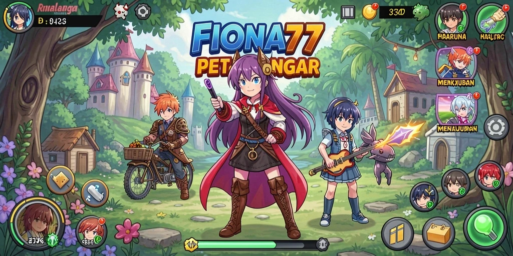 Screenshot gameplay FIONA77 dengan karakter Anime yang dinamis.