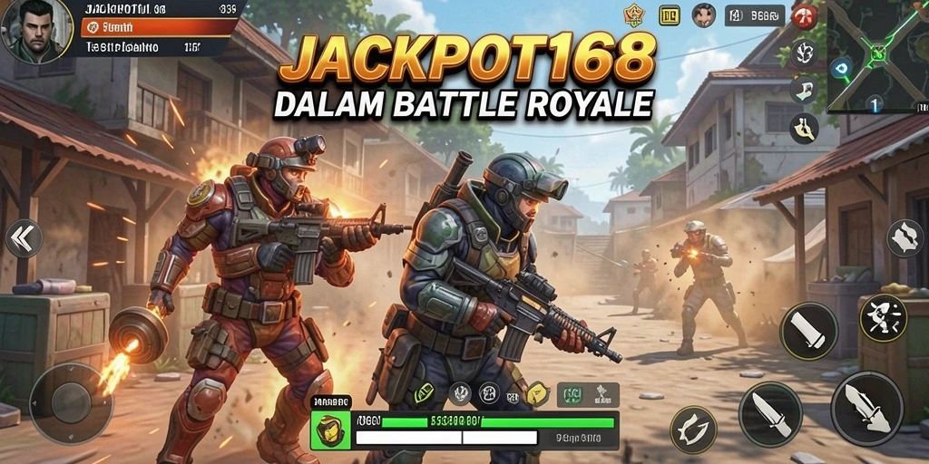 Tangkapan layar menampilkan pertarungan sengit di JACKPOT168 Battle Royale.