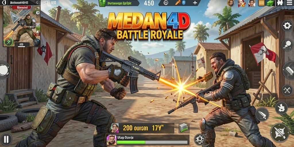 Screenshot MEDAN4D menampilkan aksi seru dalam pertarungan Battle Royale.