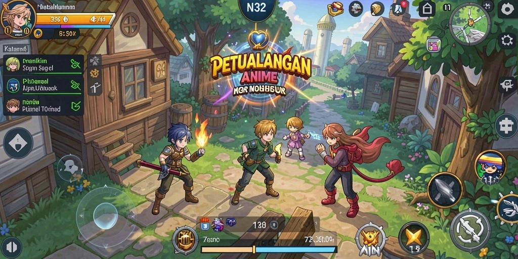Tampilan gameplay N32 dengan karakter Anime yang dinamis.
