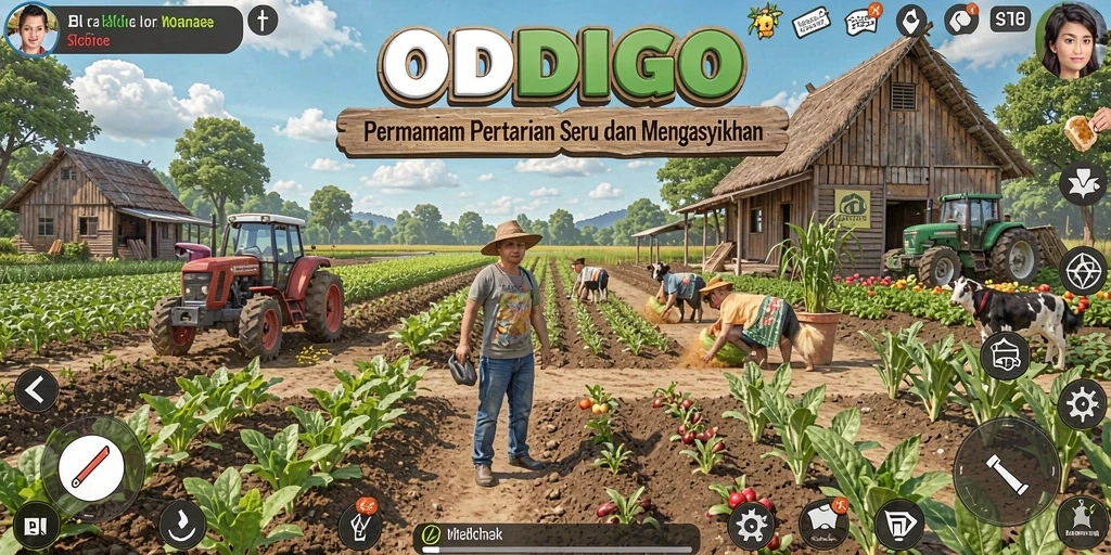 Screenshot gameplay ODDIGO menampilkan proses bertani yang seru dan interaktif.