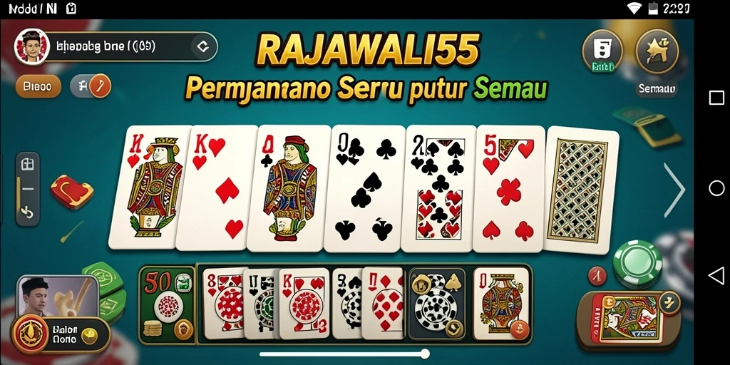 Tampilan gameplay seru dari RAJAWALI55 dengan suasana bermain Domino yang menarik.