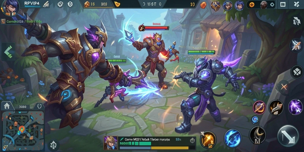 Tampilan gameplay seru RPVIP4 dalam pertempuran MOBA.