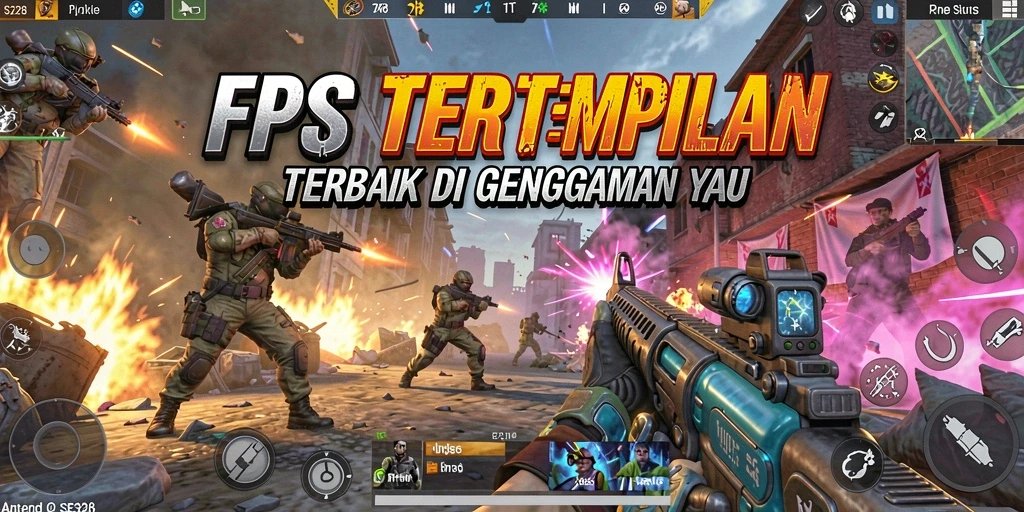 Screenshot menunjukkan aksi seru dalam pertempuran FPS yang intens.